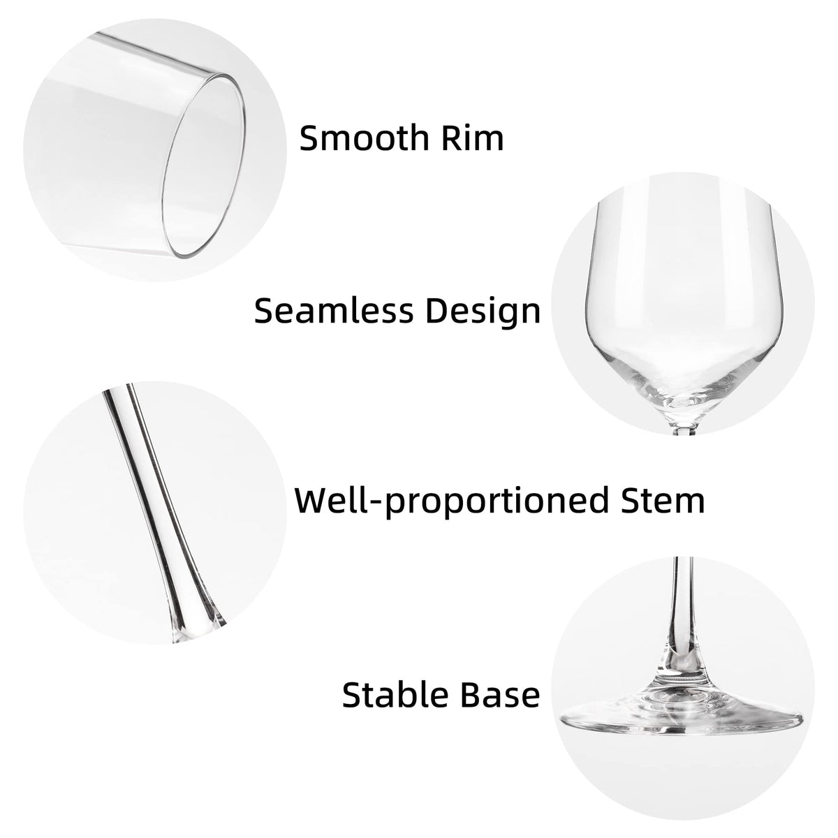 YANGNAY stemware with seamless base reduces tipping during meals