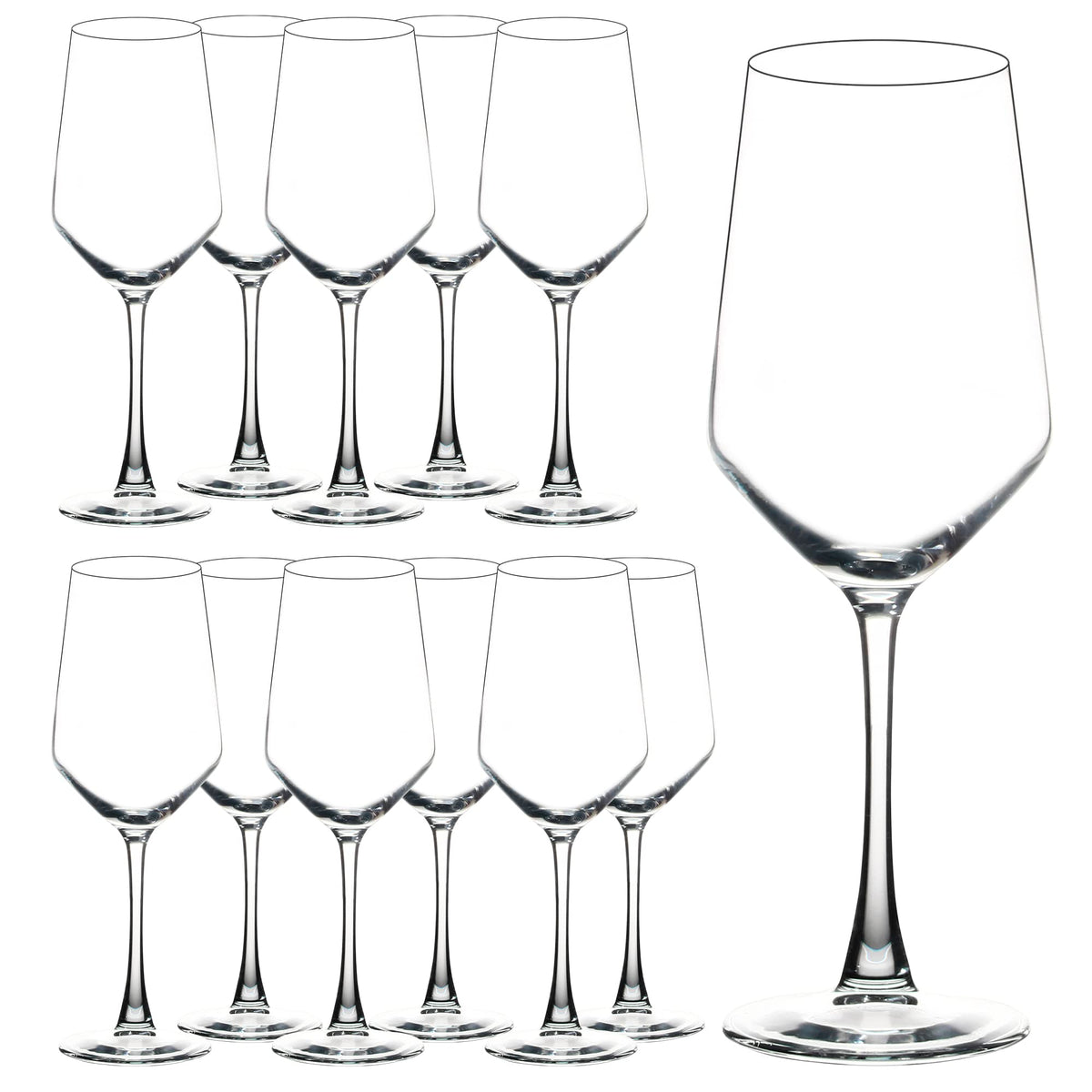 YANGNAY 12-piece wine glass set with 13oz capacity, clear glass enhances wine color