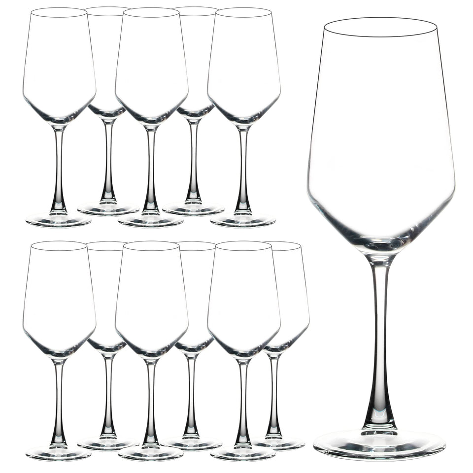YANGNAY 12-piece wine glass set with 13oz capacity, clear glass enhances wine color