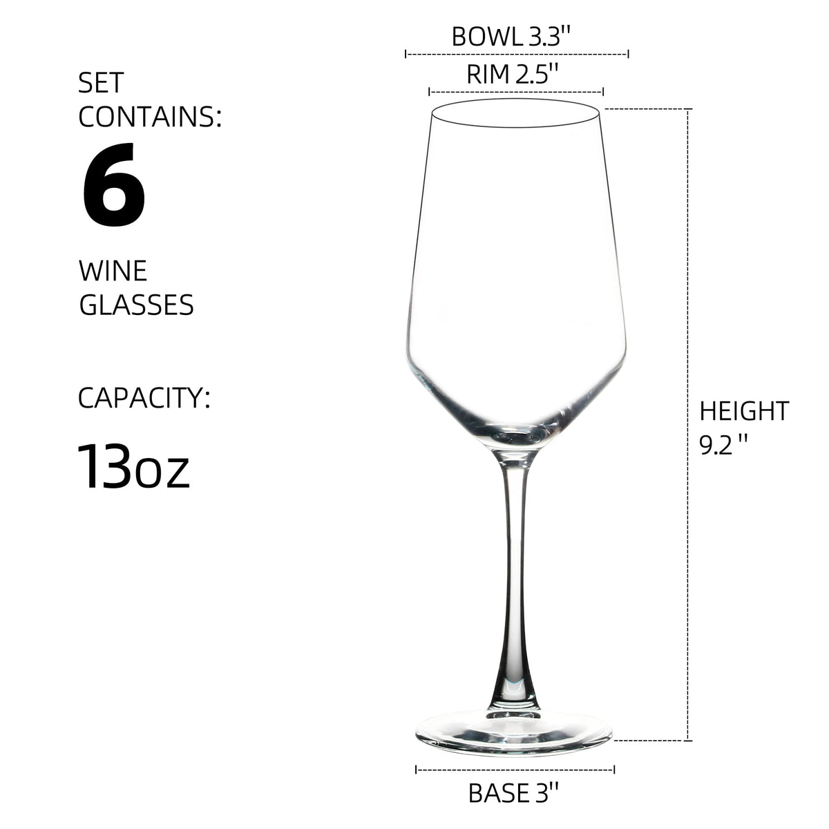 YANGNAY six pack wine glasses with tapered bowls enhance aroma