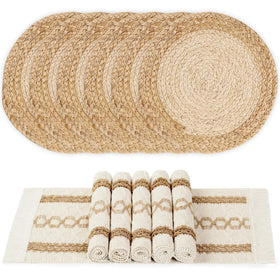 YANGQIHOME square boho placemats with woven texture for rustic dining and table protection.