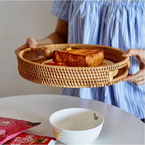 YANGQIHOME braided rattan decor tray adds natural texture to living spaces.