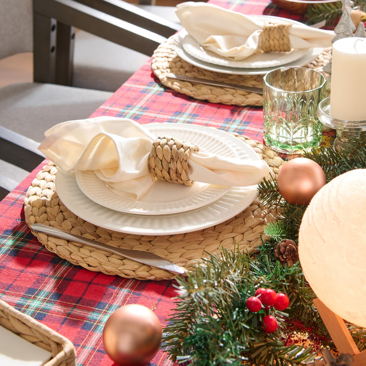 YANGQIHOME 13.8 inch placemats fit plates, cups, and more.