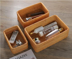 YANGQIHOME natural rattan basket medium ideal for towels or spices.