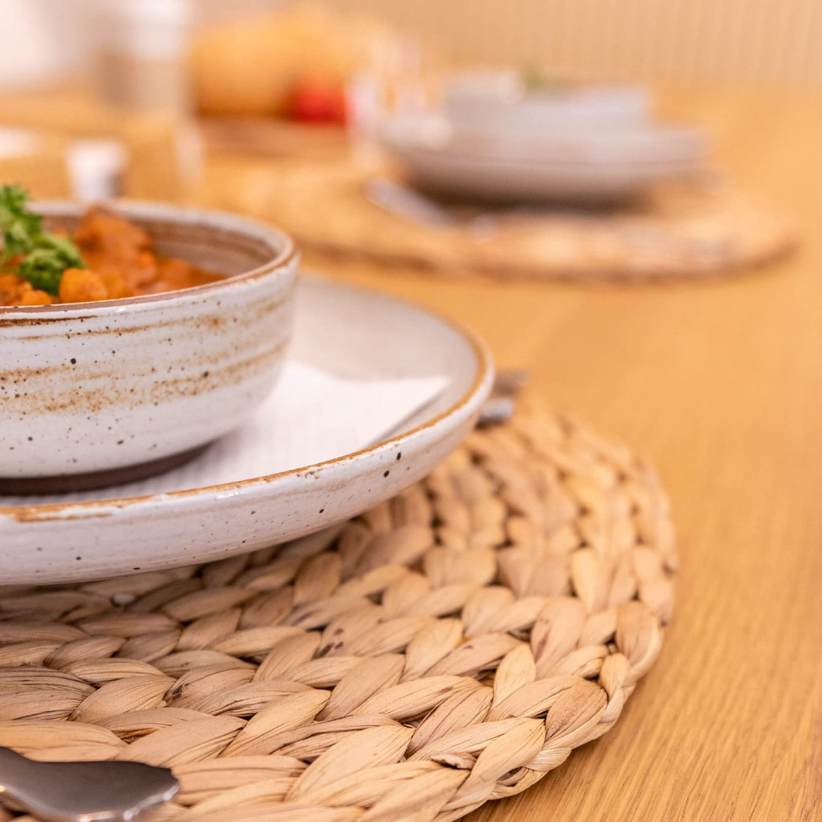 YANGQIHOME placemats on a dining table with 13.8-inch diameter
