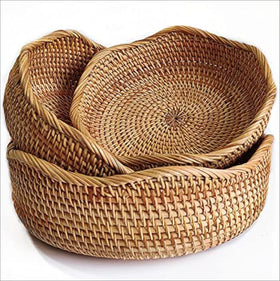 YANGQIHOME rattan bread basket small close-up showing handwoven texture for natural kitchen storage