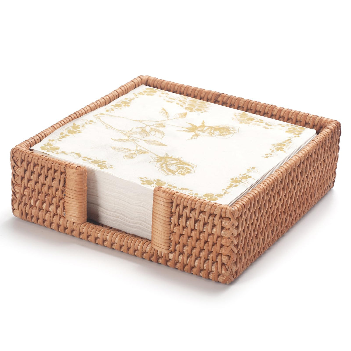 YANGQIHOME rattan napkin holder square close-up weave emphasizes natural texture and artisanal craftsmanship