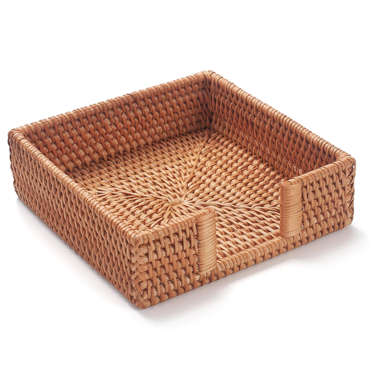 YANGQIHOME rattan napkin holder square front view showcases durable weave for elegant table settings