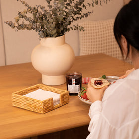 YANGQIHOME rattan napkin holder square interior size shows generous space for standard napkins