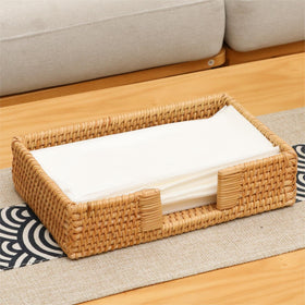 YangqiHOME rectangle rattan tray for restaurant use enhances table decor.