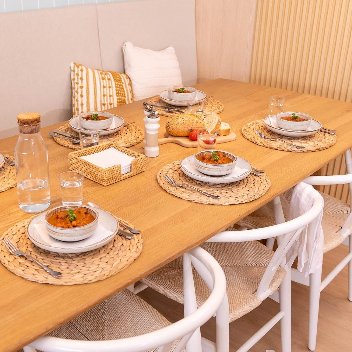 YANGQIHOME placemats on a dining table for a family meal setup