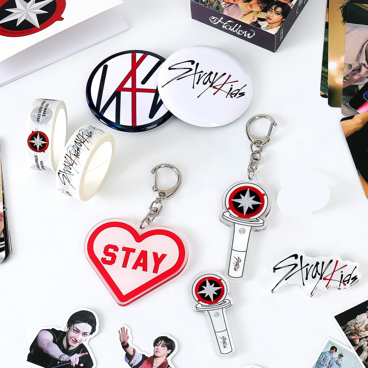 Yanmzmin Stray Merch keychains and pins add personal flair