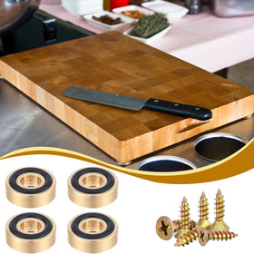 Yaocom brass cutting board feet installation in progress on a counter