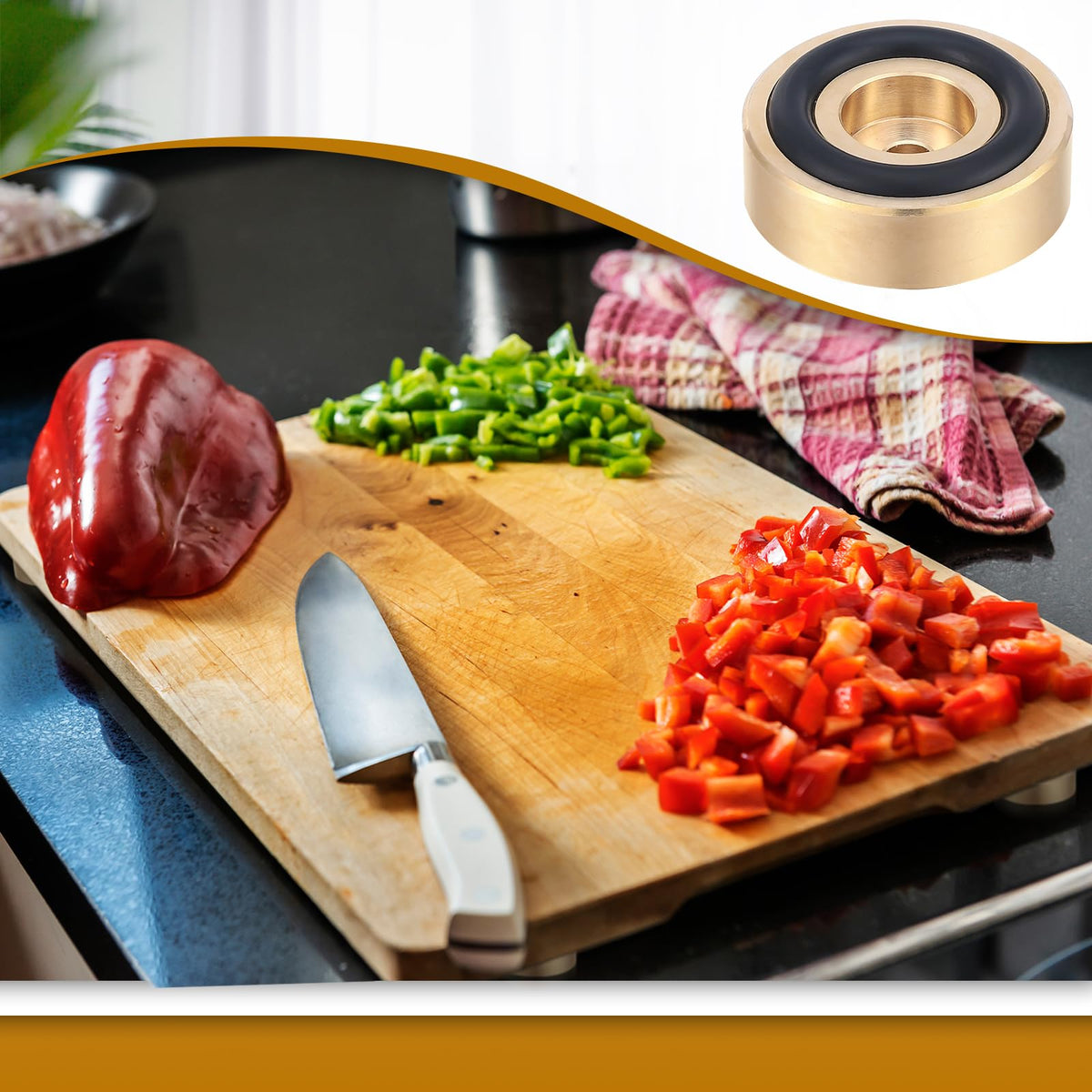 Yaocom gold brass feet protecting kitchen surfaces while in use