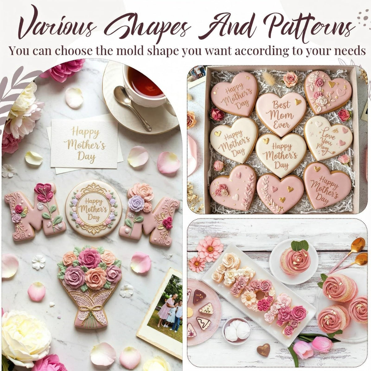 Yaocom Mother's Day gift cutters inspire thoughtful birthday cookies.