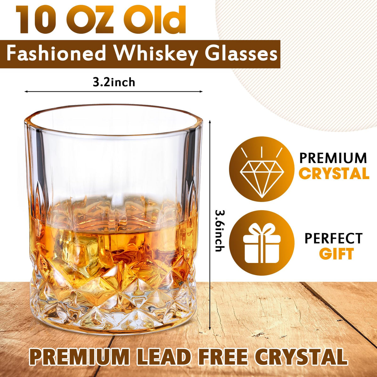 Yaomiao 10-oz bourbon glass with weighted base enhances stability during service.