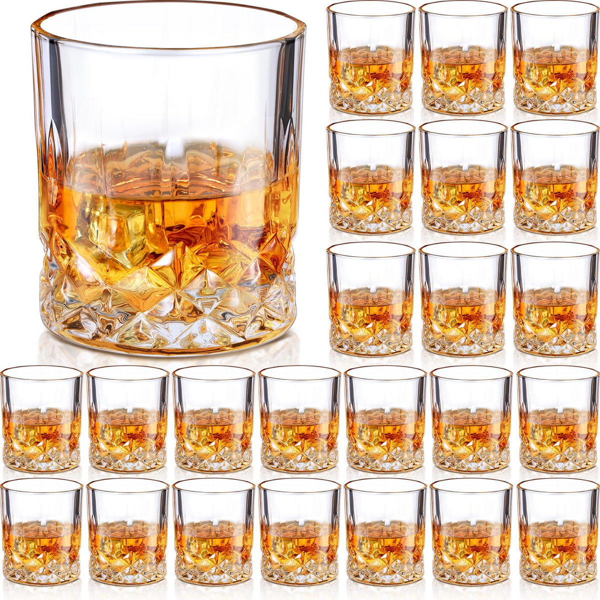 Yaomiao 24pc old fashioned whiskey glasses bulk showcase a classic 10 oz capacity for generous pours.