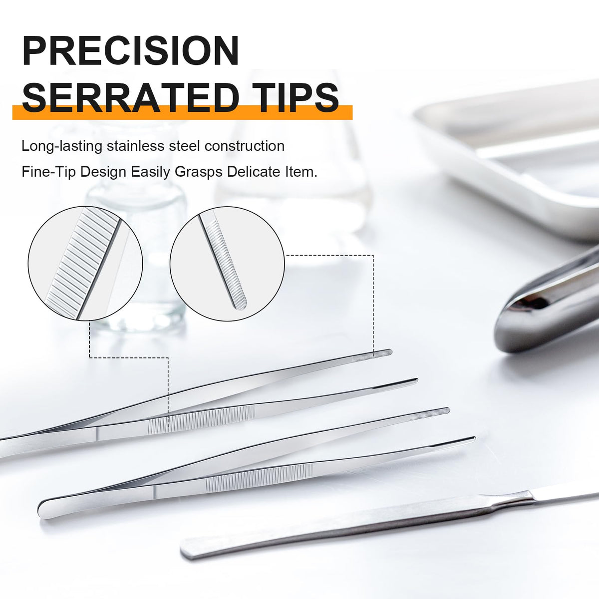 Yaomiao serrated tips garnish tweezers grip delicate items securely.