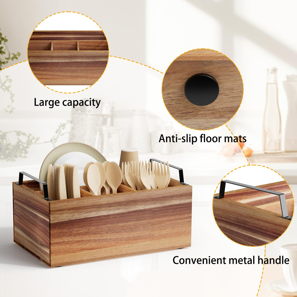 Yaoyiizy caddy features a carry handle, ideal for picnics and outdoor events.