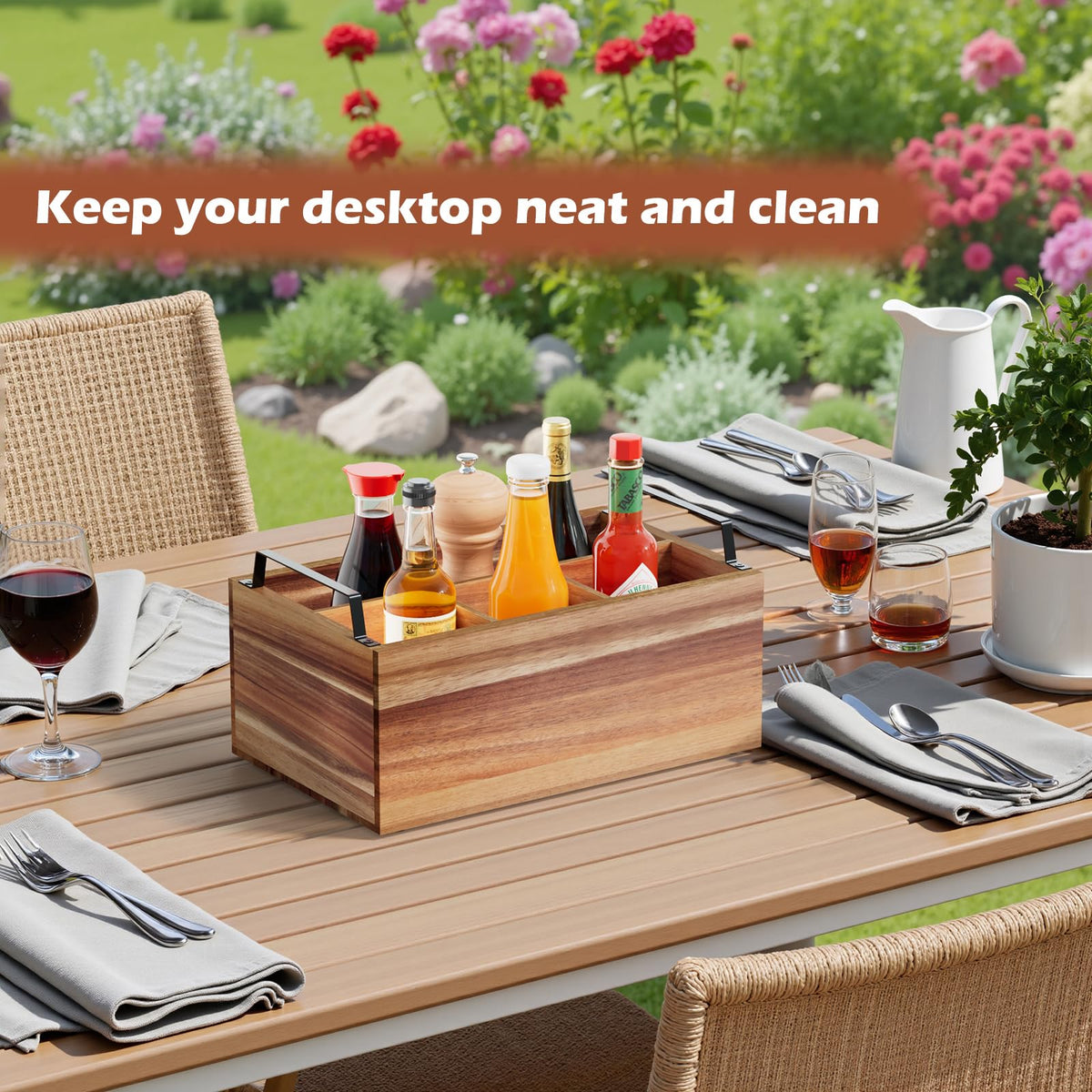 Yaoyiizy silverware box with three compartments for organized cutlery storage.