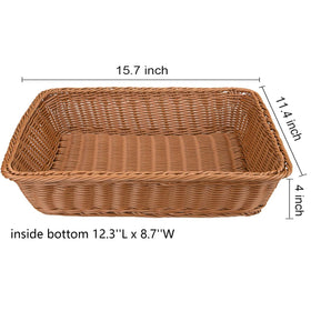 Yarlung basket with rectangular weave detail adds texture to dining.
