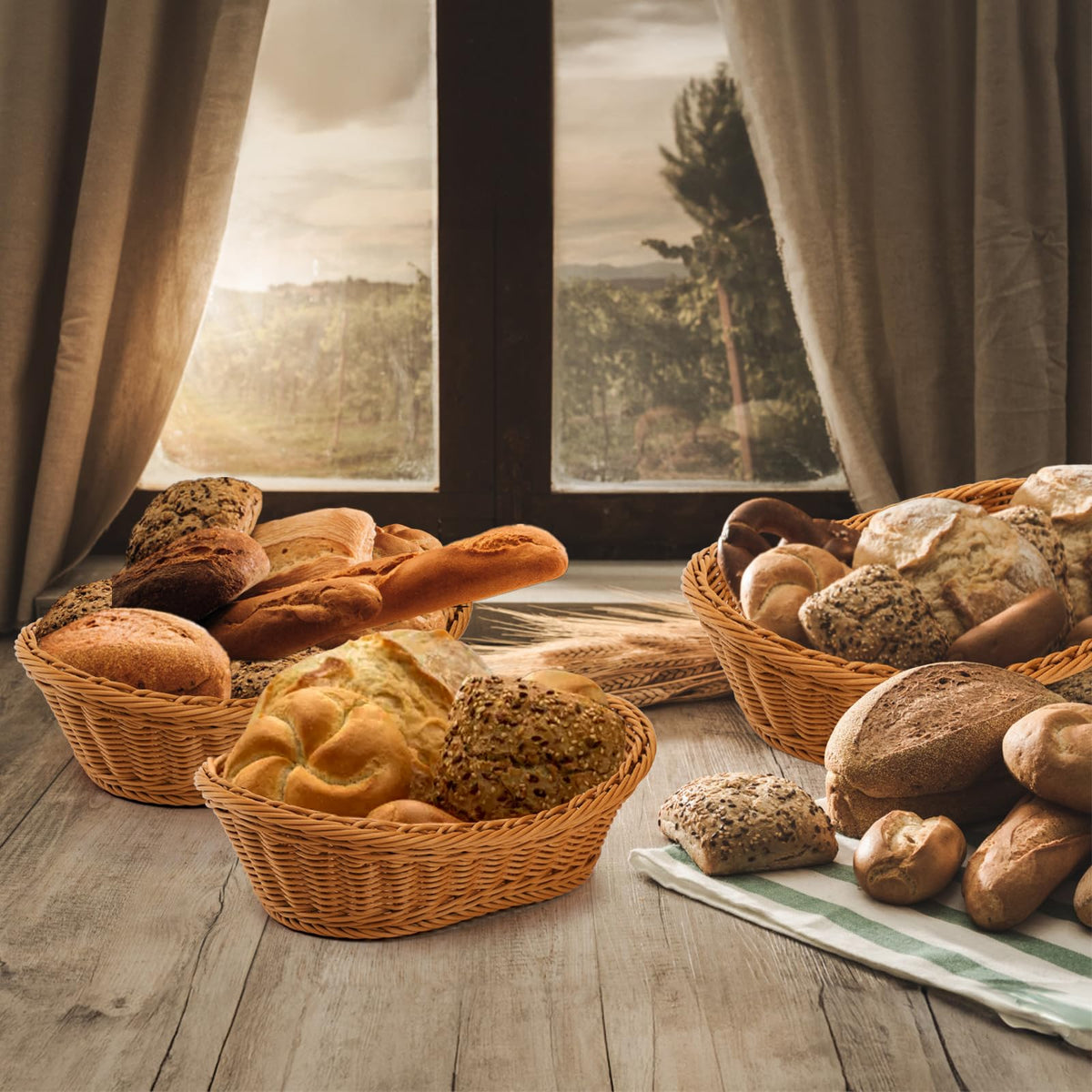 Yarlung outdoor-serving baskets are ideal for garden gatherings.
