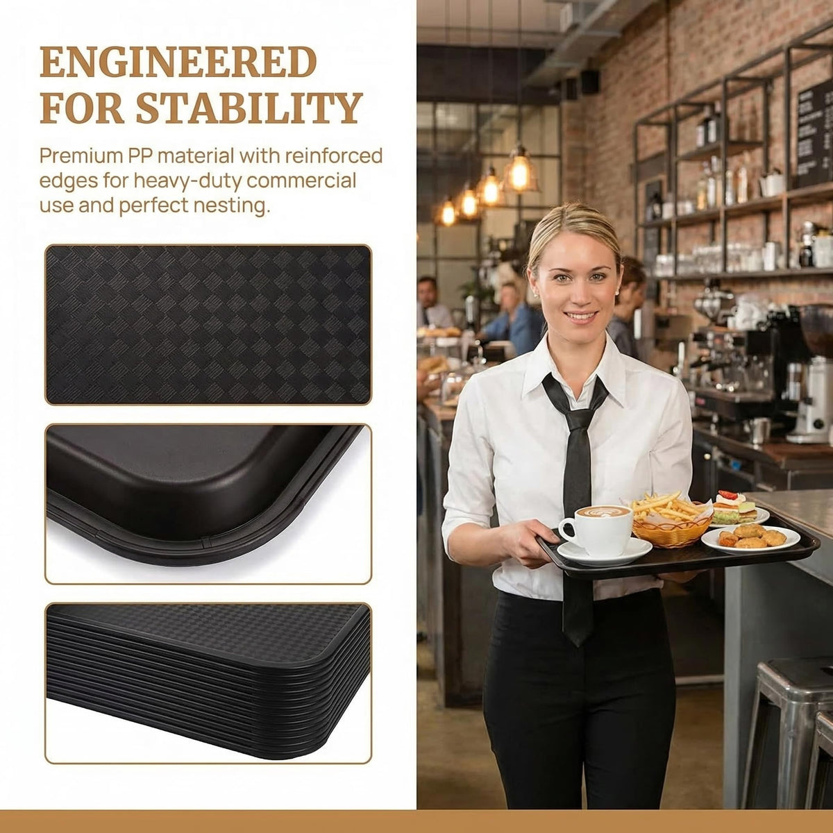 Yarlung cafeteria tray with rounded corners for safe handling and cleaning.