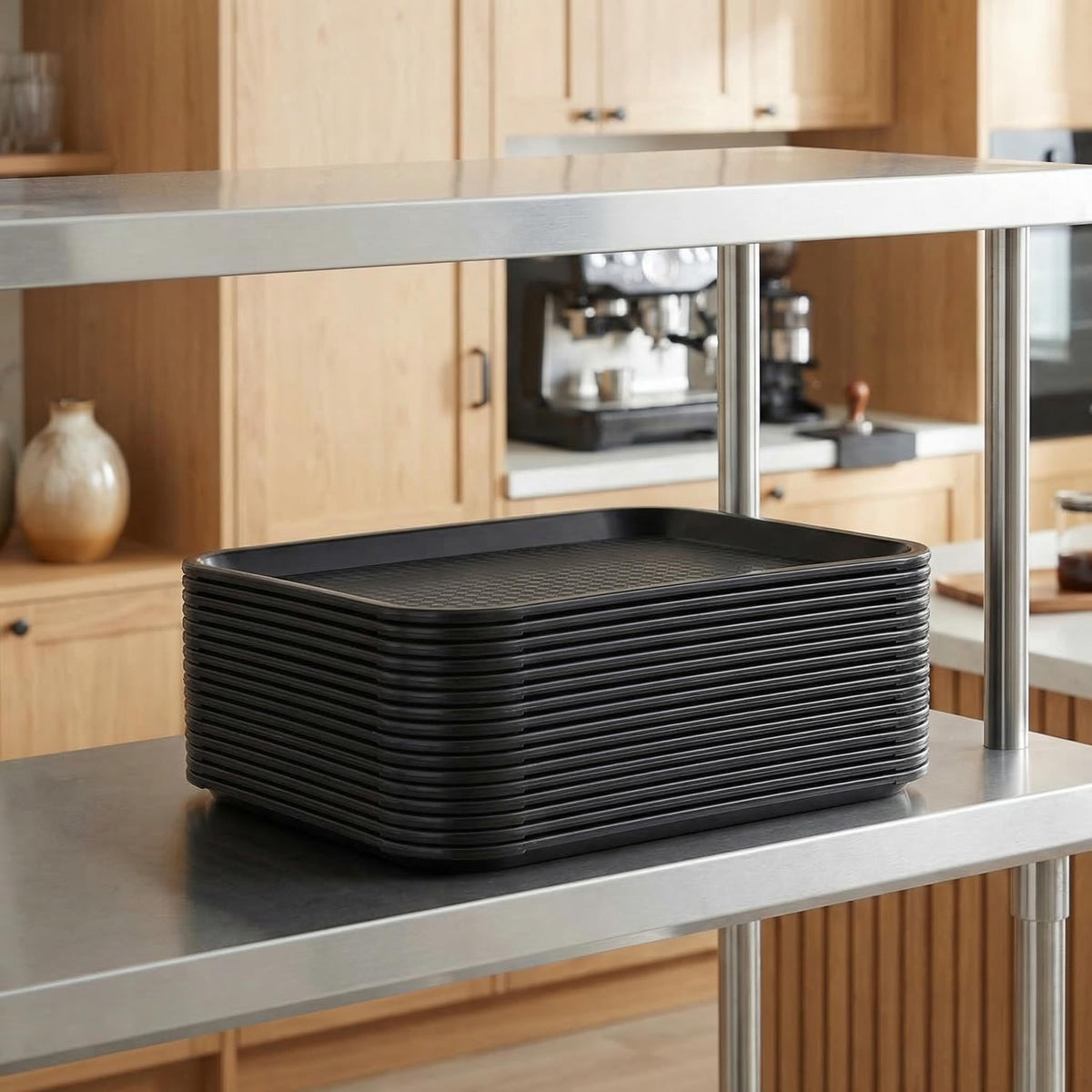 Yarlung tray showing heat and chemical resistance in busy kitchen environment.