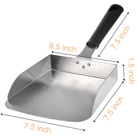 Yarlung stainless steel smash burger spatula close-up shows sturdy flipping