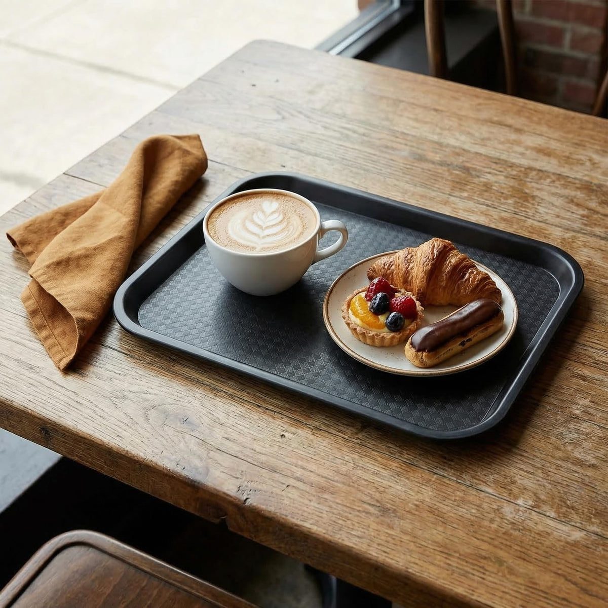 Yarlung tray stacked with lugs, demonstrating space-saving storage.