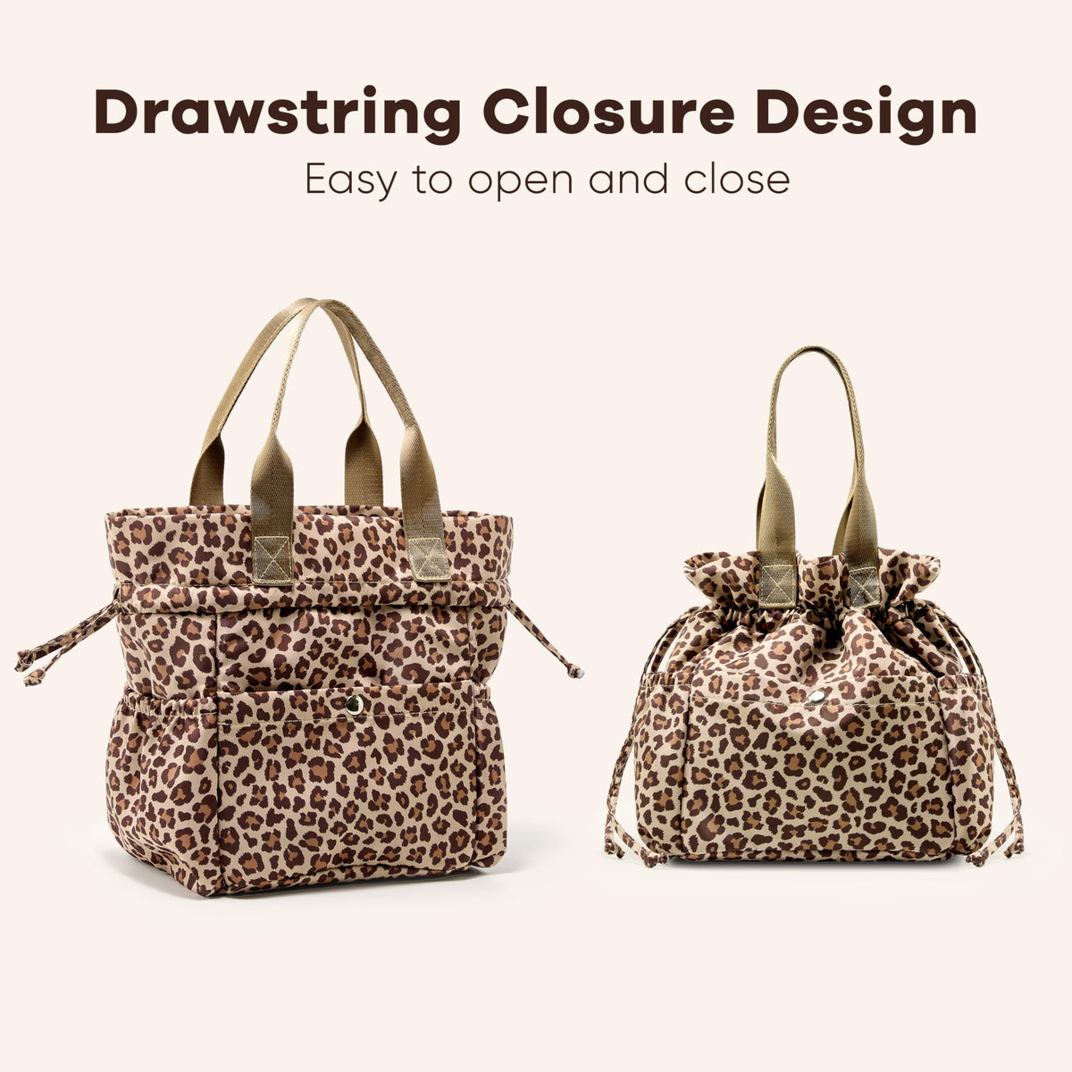 Yarnic leopard lunch bag magnetic pockets for front and back storage