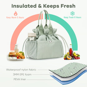 Yarnic insulated interior keeps meals cool and fresh on the go.