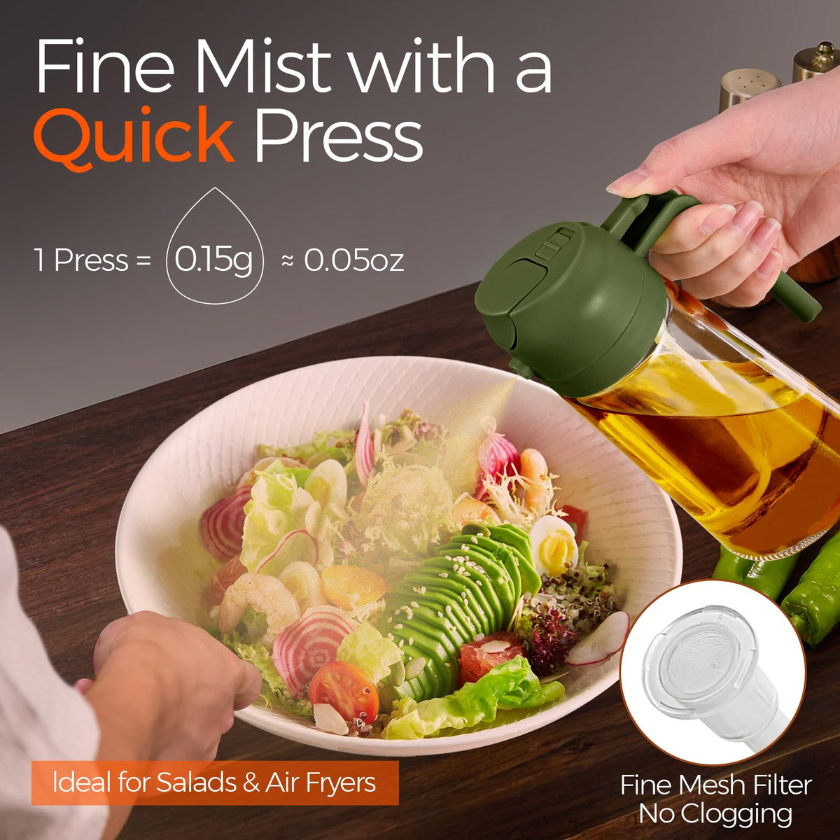 YARRAMATE sprayer with wide-mouth refill for mess-free topping