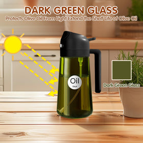 YARRAMATE dark glass oil sprayer with controlled spray for grilling.