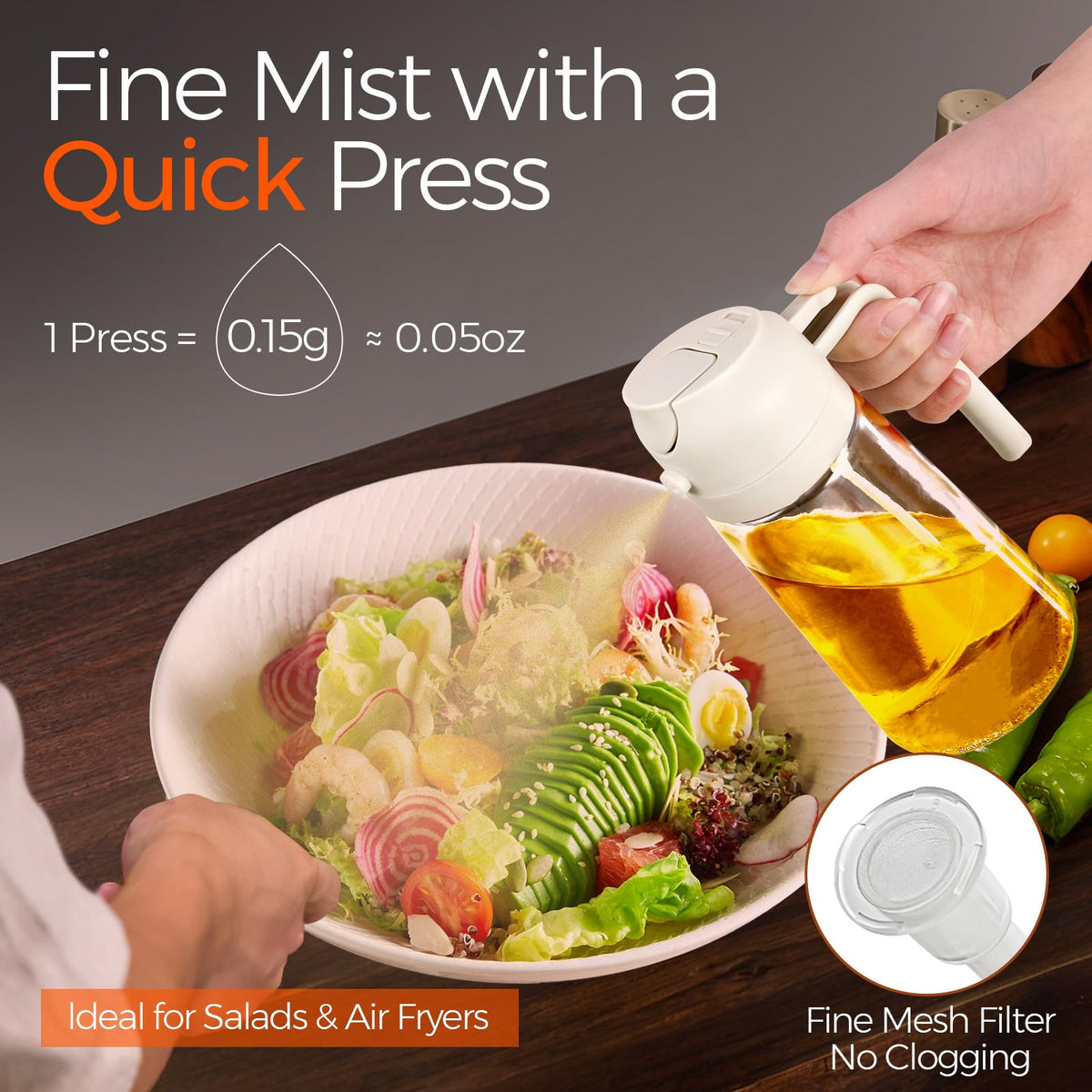 YARRAMATE dual-function spray and pour bottle for dressings grilling and roasting