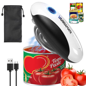 YARRAMATE electric can opener enables one-touch operation for easy hands-free opening.