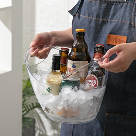 Yarrkc ice bucket with built-in handles for easy transport.