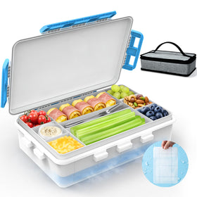 YARUITK chilled snackle box with ice pack keeps cheese and fruit cool for hours.