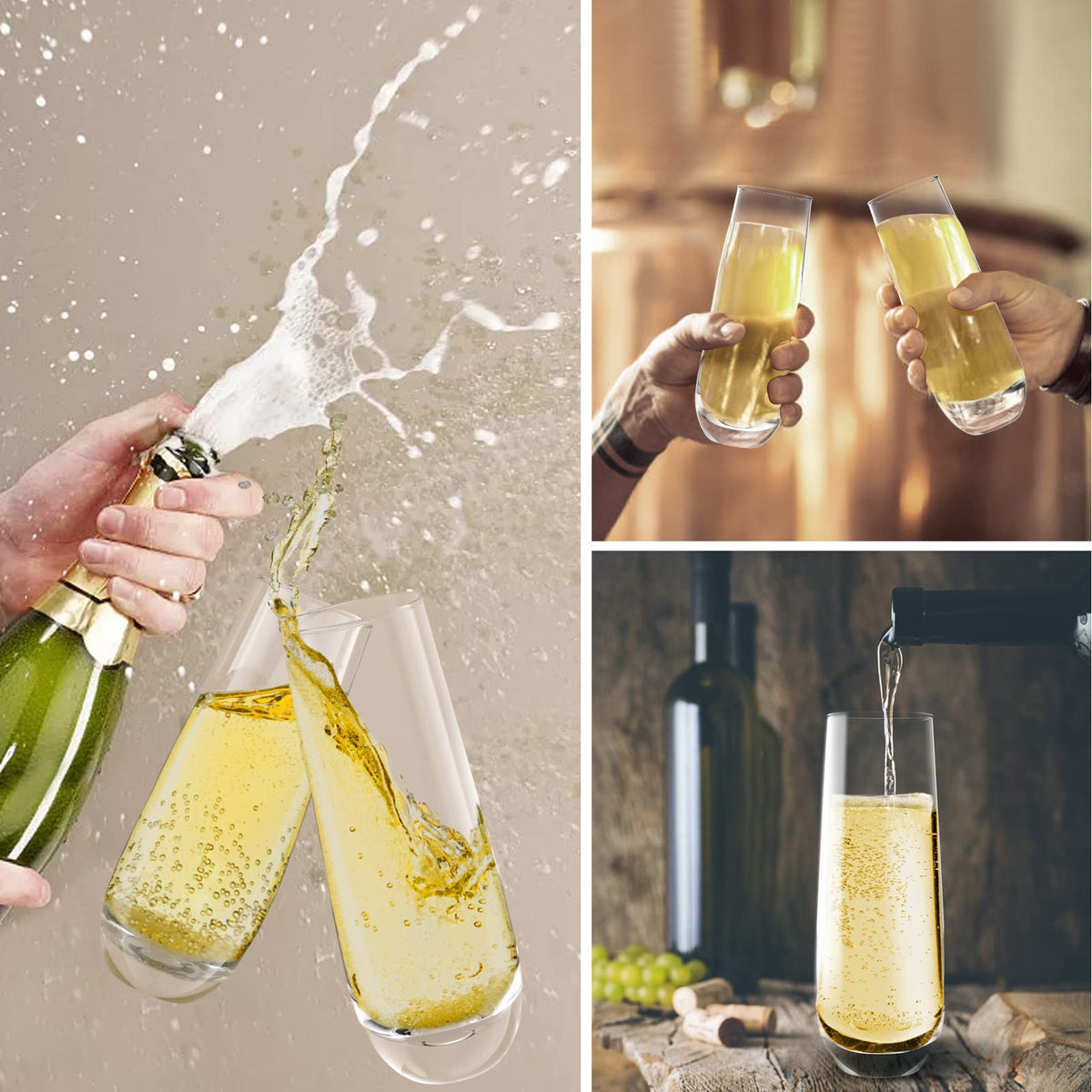 Yaschmo Prosecco wine flute highlighting bright sparkle and easy sipping