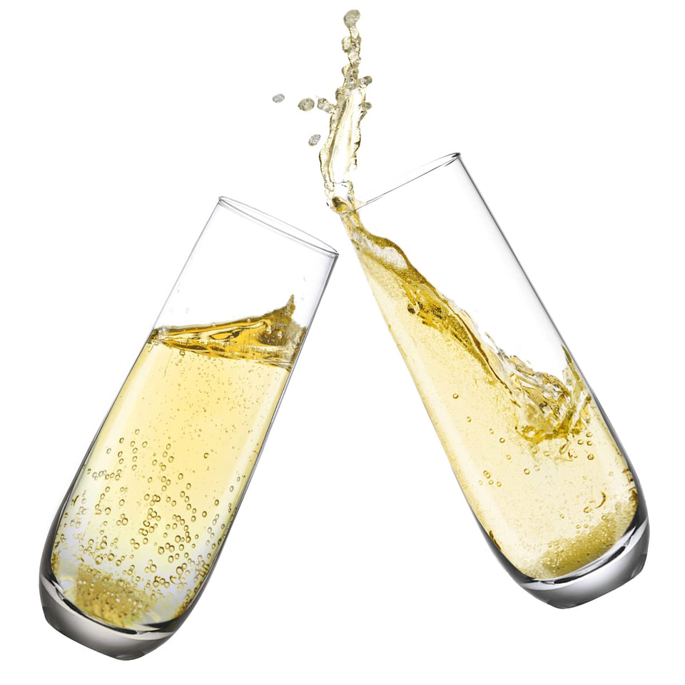 Yaschmo stemless champagne flutes set of 4 with crystal clarity for elegant celebrations