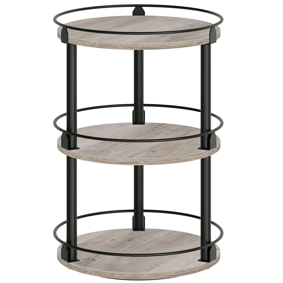 YATINEY 3-tier lazy susan top view shows compact spice storage for easy access.