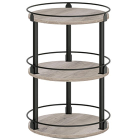 YATINEY 3-tier lazy susan top view shows compact spice storage for easy access.