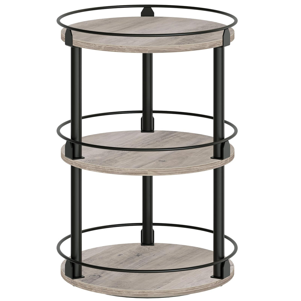 YATINEY 3-tier lazy susan top view shows compact spice storage for easy access.