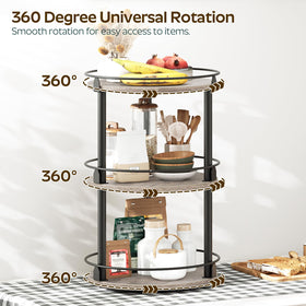 YATINEY rotating rack angle view demonstrates smooth 360-degree access for busy kitchens.
