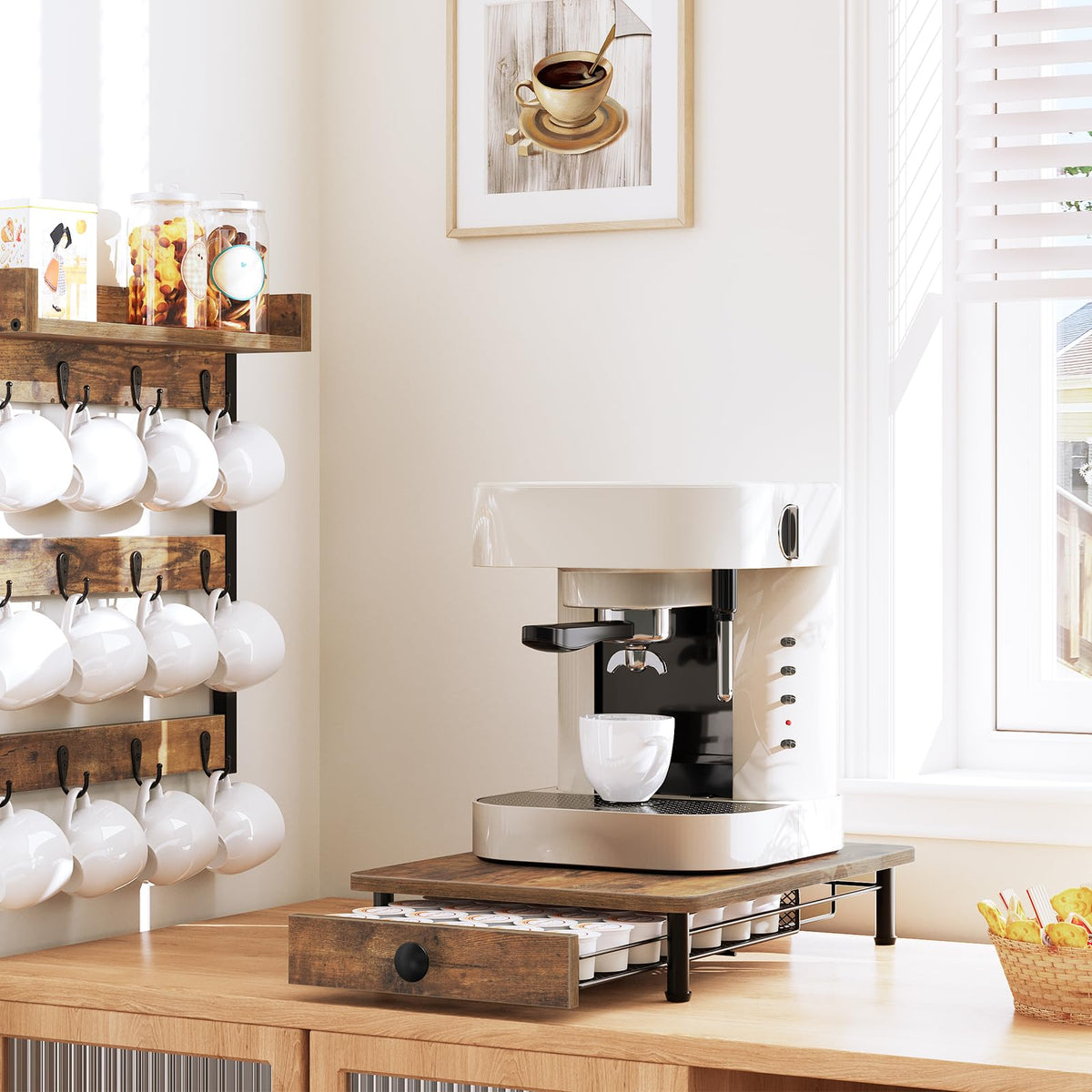 YATINEY coffee pod drawer holder top view highlights compact, space-saving design.