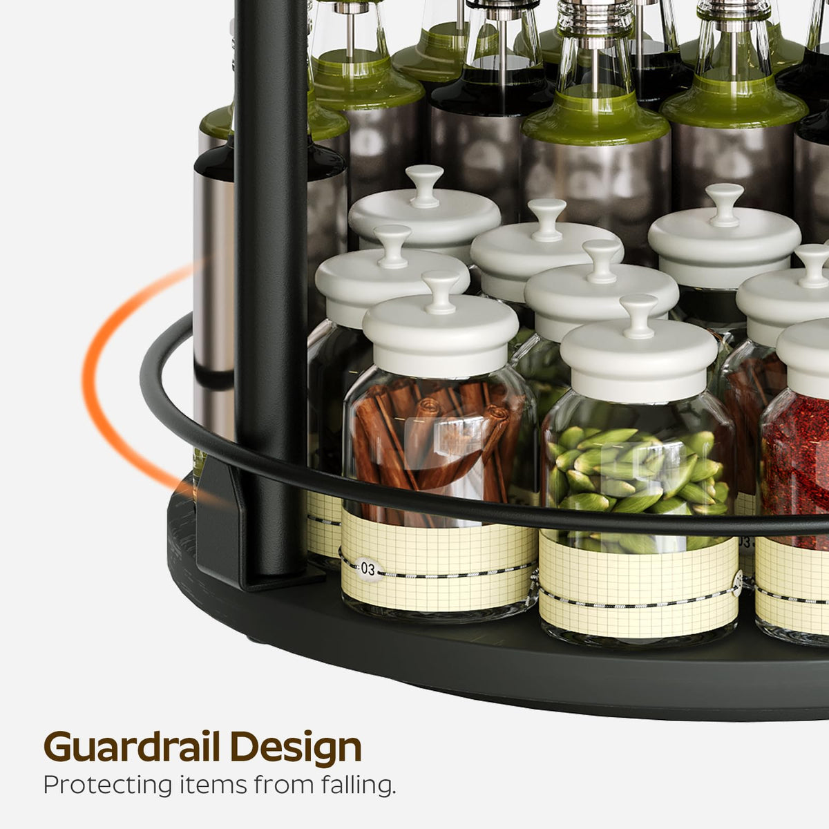YATINEY dressing-table setup stores cosmetics on a rotating stand.