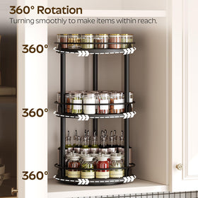 YATINEY spice rack on countertop with smooth 360° rotation for easy seasoning.