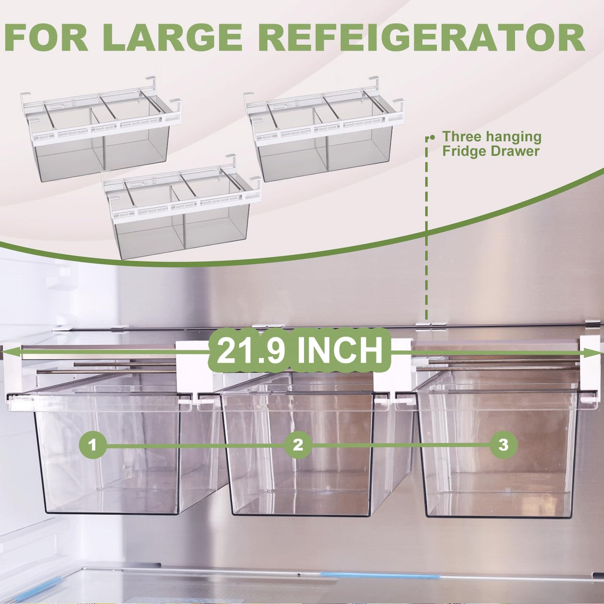 Yatmung two-drawer divider pack for organized fridge storage