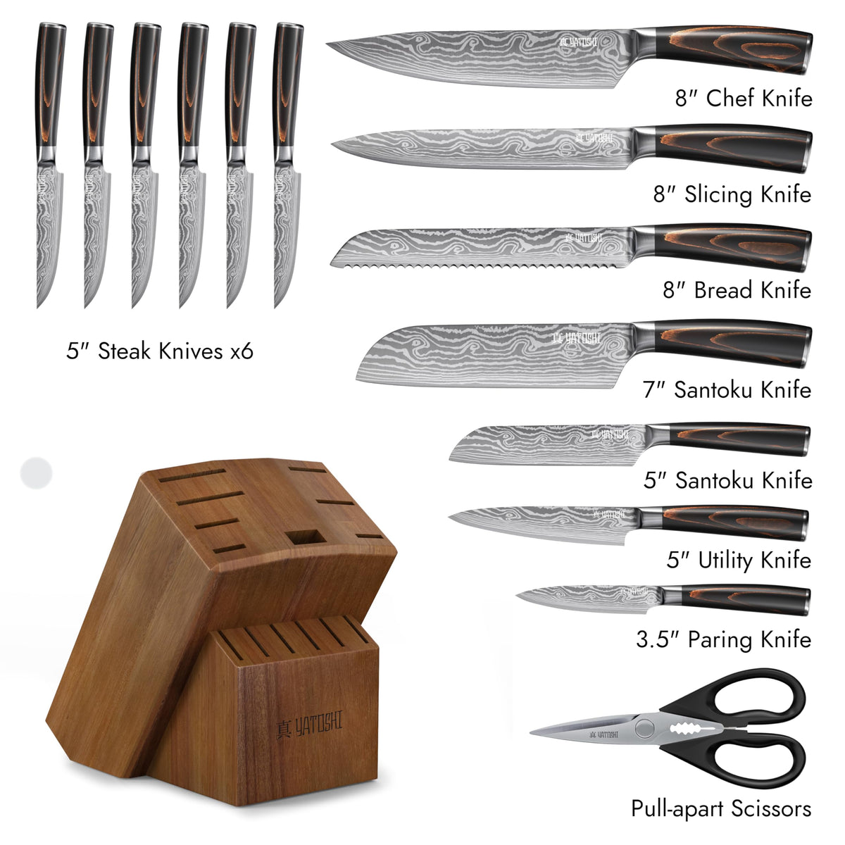 Yatoshi Knives 5-inch Santoku Knife, nimble prep for small tasks.