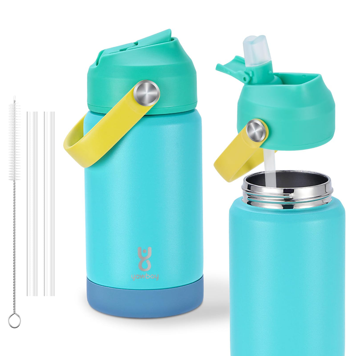 Yawbay blue 12oz kids bottle for school with sturdy exterior and compact size